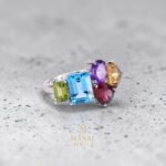 Multi-Gemstone Ring – 925 Sterling Silver