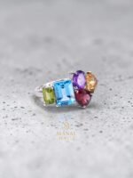 Multi-Gemstone Ring – 925 Sterling Silver
