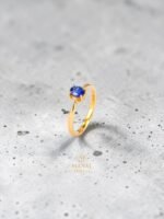 Blue Sapphire ovel Ring –  Gold Plated 925 Sterling Silver
