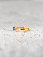 Blue Sapphire ovel Ring –  Gold Plated 925 Sterling Silver - Image 4