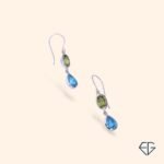 Peridot & Blue Topaz Handcrafted Silver Earrings - Image 2