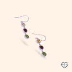 Trinity Gemstone Handcrafted Silver Earrings – Citrine, Garnet & Peridot - Image 3
