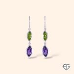 Peridot & Amethyst Marquise Elegance Handcrafted Silver Earrings