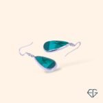 Turquoise Malachite Teardrop Handcrafted Silver Earrings - Image 2
