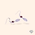 Celestial Garnet & Rainbow Moonstone Handcrafted Silver Earrings - Image 2