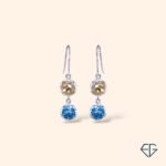 Citrine & Blue Topaz Handcrafted Silver Earrings