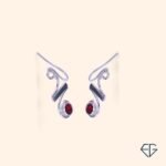 Garnet Spiral Elegance Handcrafted Silver Earrings - Image 3