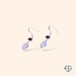 Celestial Garnet & Rainbow Moonstone Handcrafted Silver Earrings - Image 3