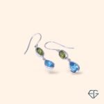 Peridot & Blue Topaz Handcrafted Silver Earrings - Image 3
