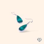 Turquoise Malachite Teardrop Handcrafted Silver Earrings - Image 3