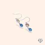 Citrine & Blue Topaz Handcrafted Silver Earrings - Image 2
