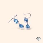 Blue Topaz Oval & Pear Drop Earrings | Sterling Silver Gemstone Earrings - Image 3