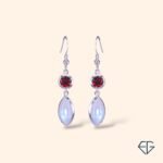 Celestial Garnet & Rainbow Moonstone Handcrafted Silver Earrings