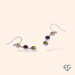 Trinity Gemstone Handcrafted Silver Earrings – Citrine, Garnet & Peridot - Image 2