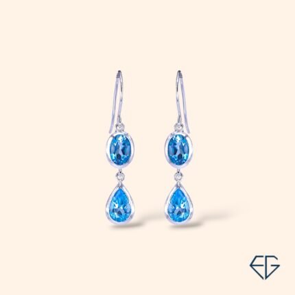 925 silver blue topaz earrings