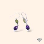 Peridot & Amethyst Marquise Elegance Handcrafted Silver Earrings - Image 3