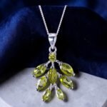 Peridot Leaf Cascade Silver Pendant