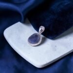 Raw Blue Sapphire Textured Border Silver Pendant - Image 3