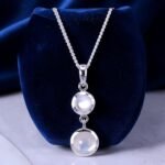 Two-Tier Round Moonstone Silver Drop Pendant