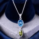 Dual Accent Topaz & Peridot Silver Drop Pendant
