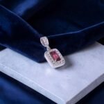 Pink Tourmaline & White Topaz Halo Silver Pendant - Image 2