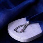 Sri Lanka Map Pink Sapphire Silver Outline Pendant - Image 3