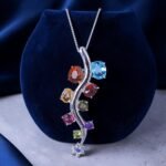 Multicolor Gemstone S-Curve Vine Silver Pendant