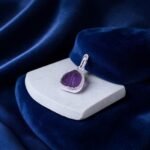 Raw Amethyst Textured Border Silver Pendant - Image 2