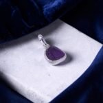 Raw Amethyst Textured Border Silver Pendant - Image 3