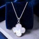 Mother of Pearl Four-Leaf Clover Silver Pendant