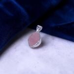 Raw Rose Quartz Textured Edge Silver Pendant - Image 3