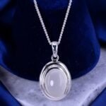 Moonlit Halo Oval Silver Pendant
