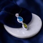 Dual Accent Topaz & Peridot Silver Drop Pendant - Image 2