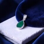 Vibrant Green Onyx Teardrop Silver Pendant - Image 3