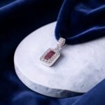 Pink Tourmaline & White Topaz Halo Silver Pendant - Image 3