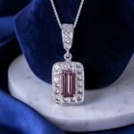 Pink Tourmaline & White Topaz Halo Silver Pendant