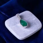 Vibrant Green Onyx Teardrop Silver Pendant - Image 2